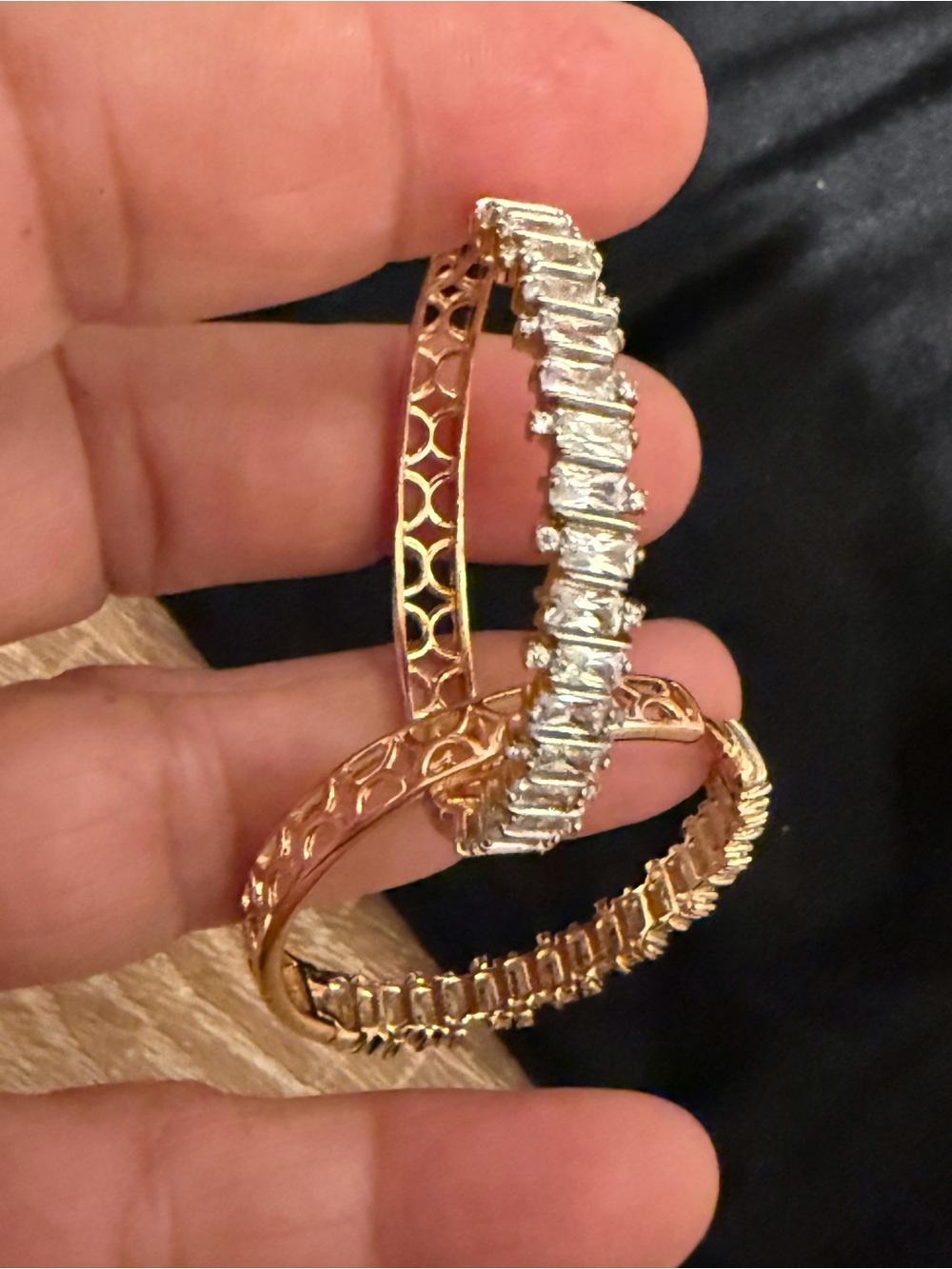 Women's Rose Gold Hoop Earrings with Clear Crystal Accents